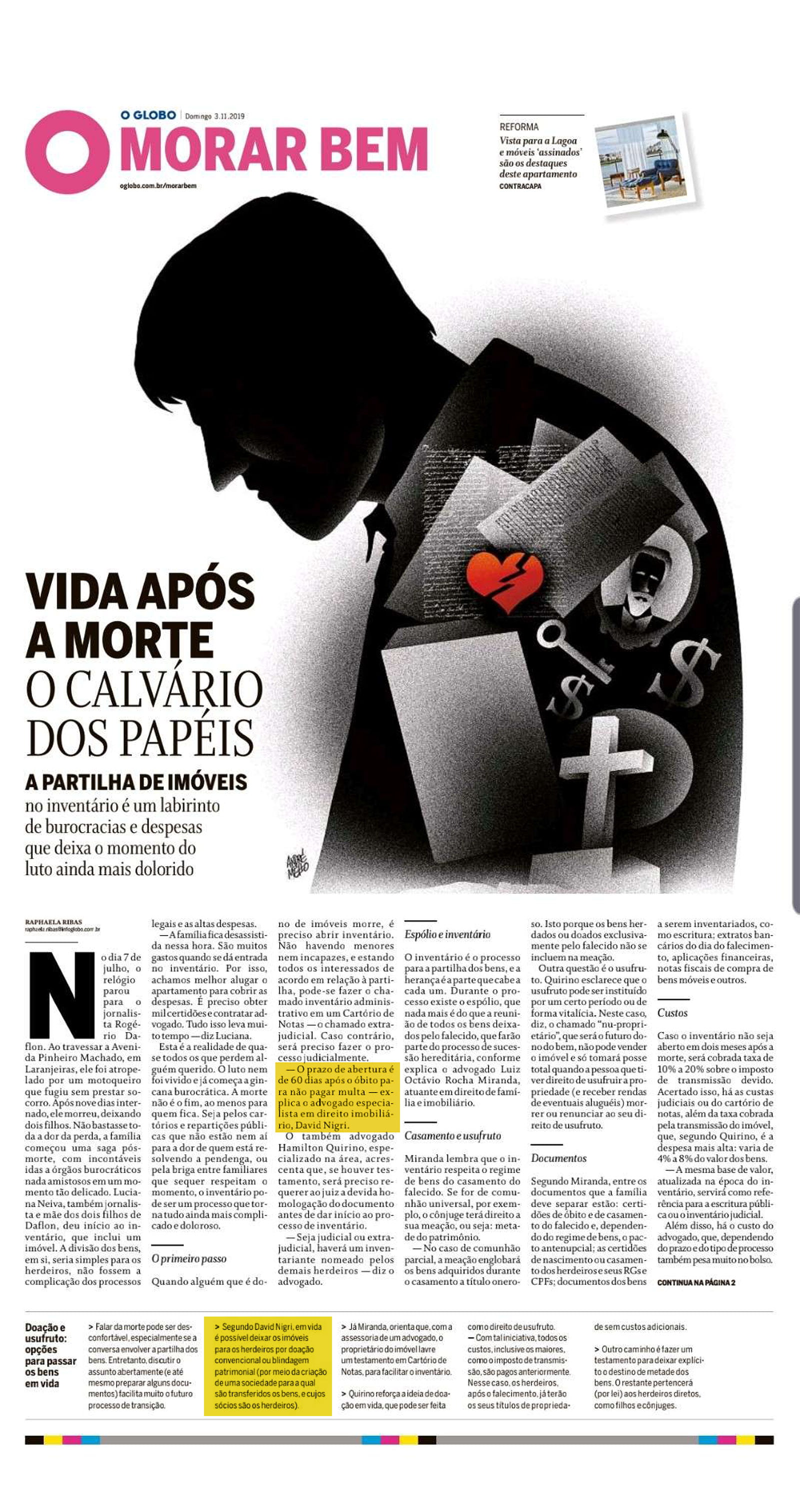 O Globo: holding patrimonial e inventário são temas da entrevista